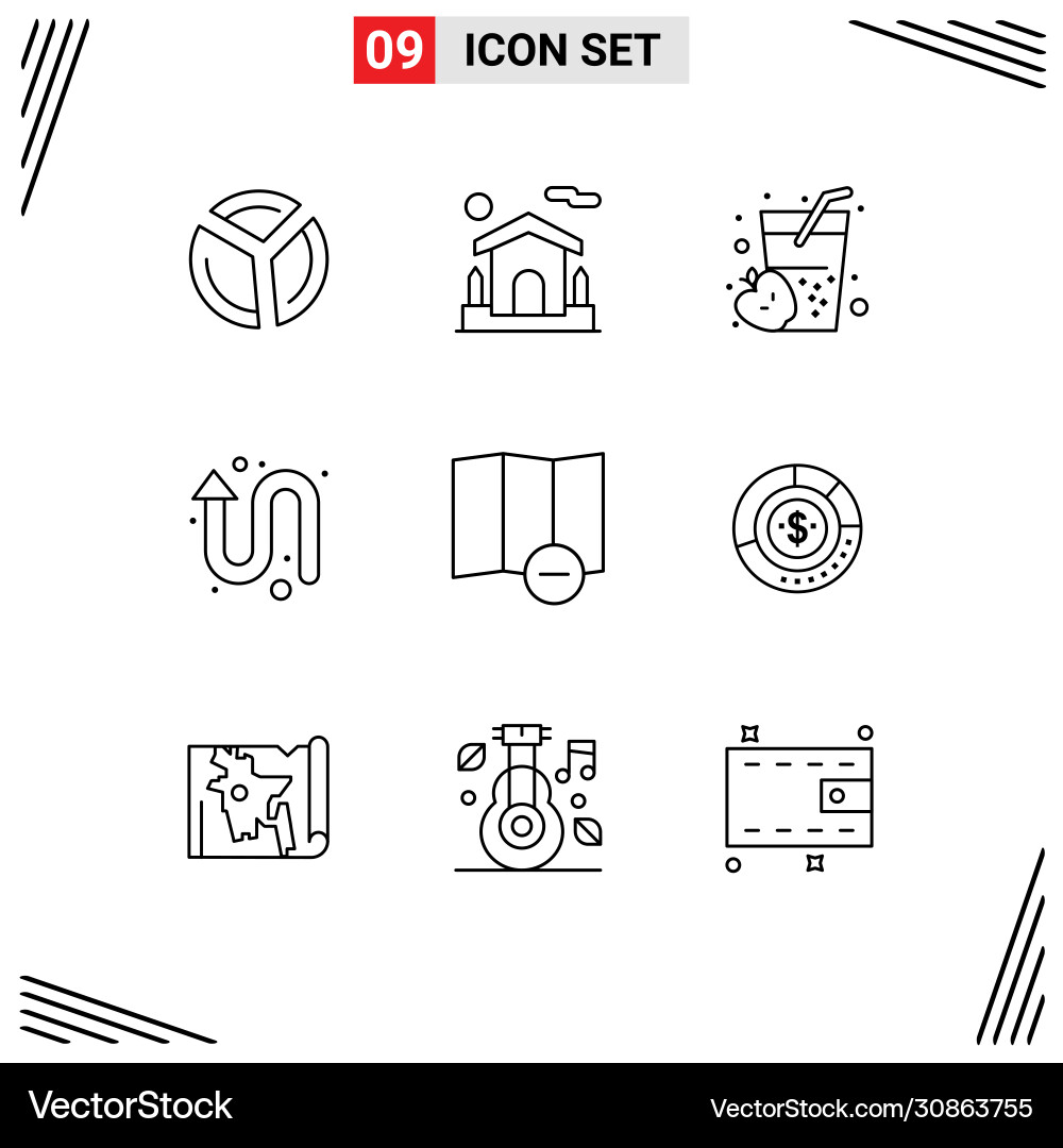 Set 9 outlines on grid for map left up apple Vector Image