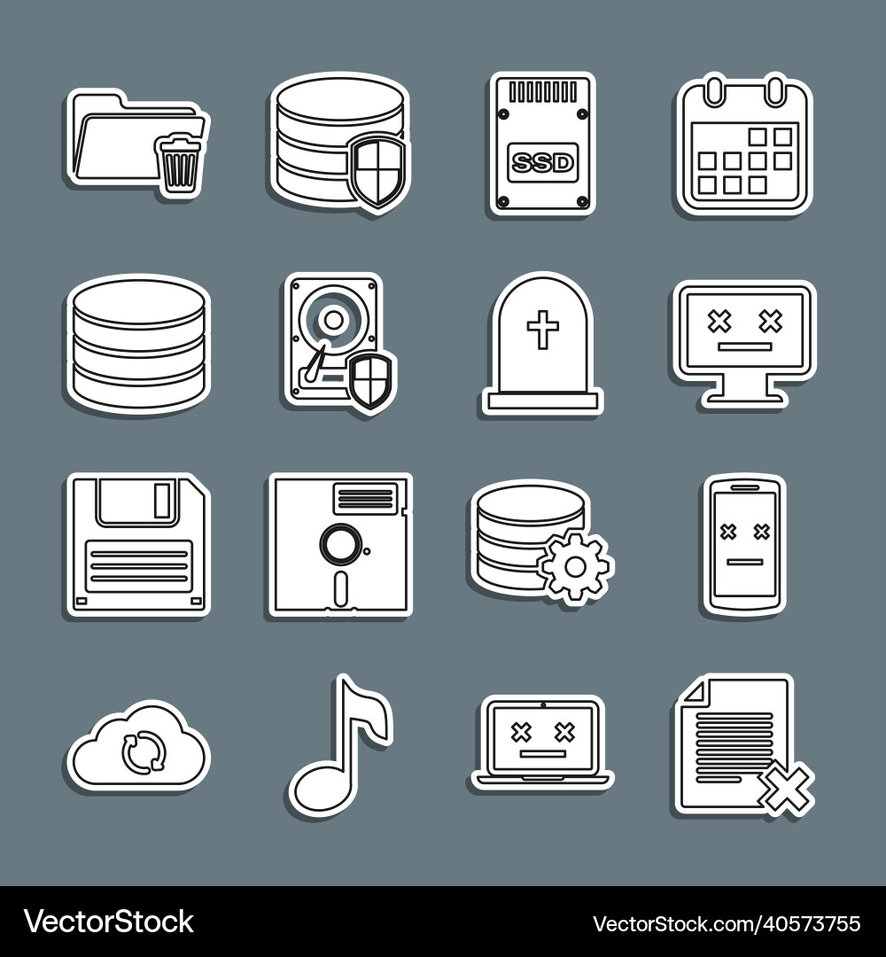 Set line delete file document dead mobile Set line delete file document dead mobile vector image