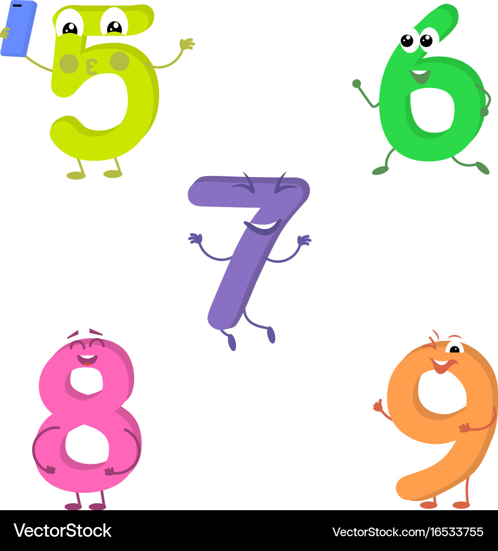 Set of funny characters from numbers 2 vector image