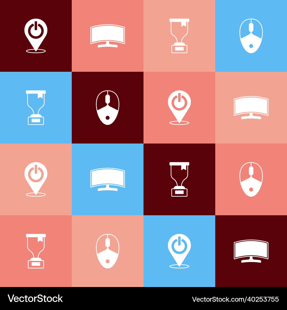 Set pop art power button computer monitor award Set pop art power button computer monitor award vector image