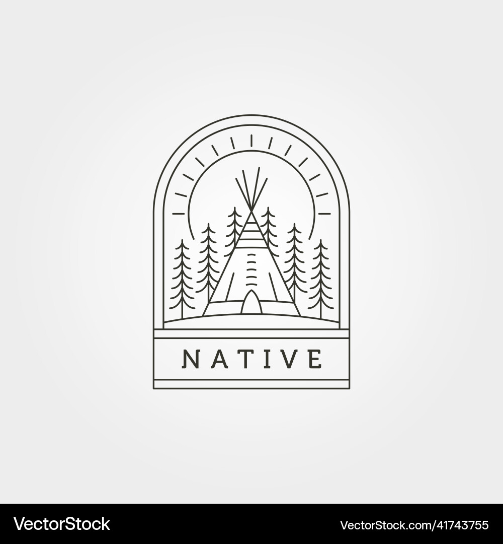 Teepee Zelt Linie Kunst Badge Symbol Design indian Teepee Zelt Linie Kunst Badge Symbol Design indian vektorbild