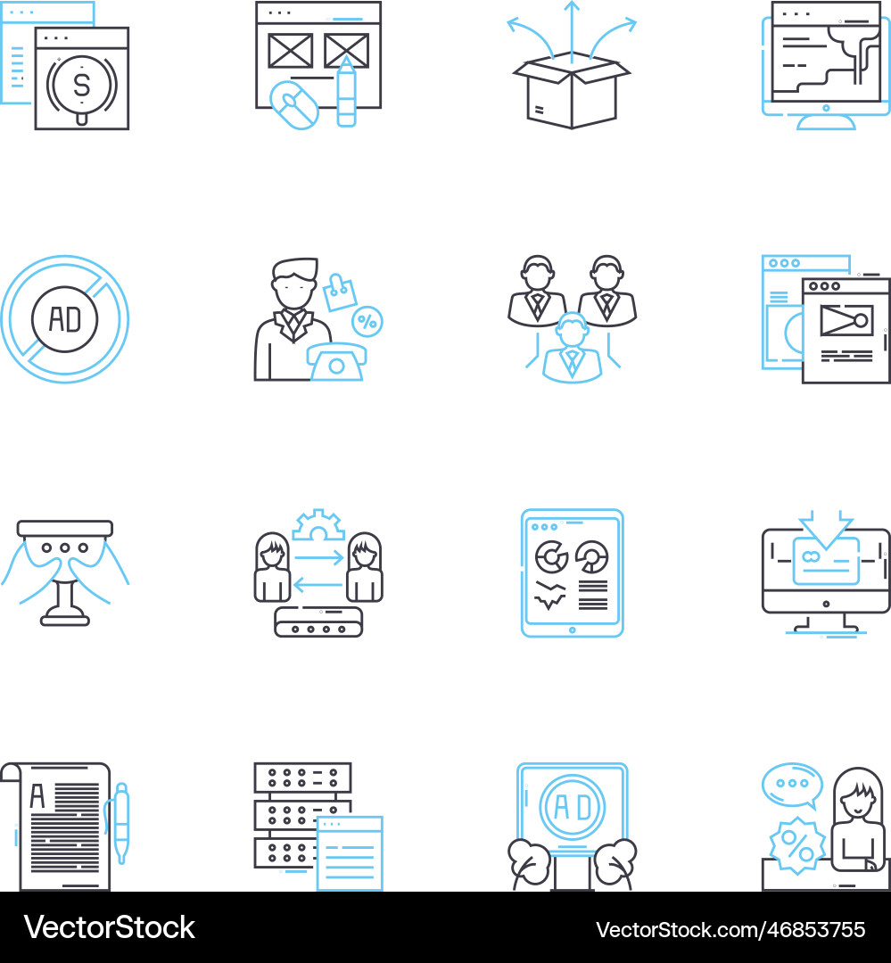 Virtual communication linear icons set Vector Image
