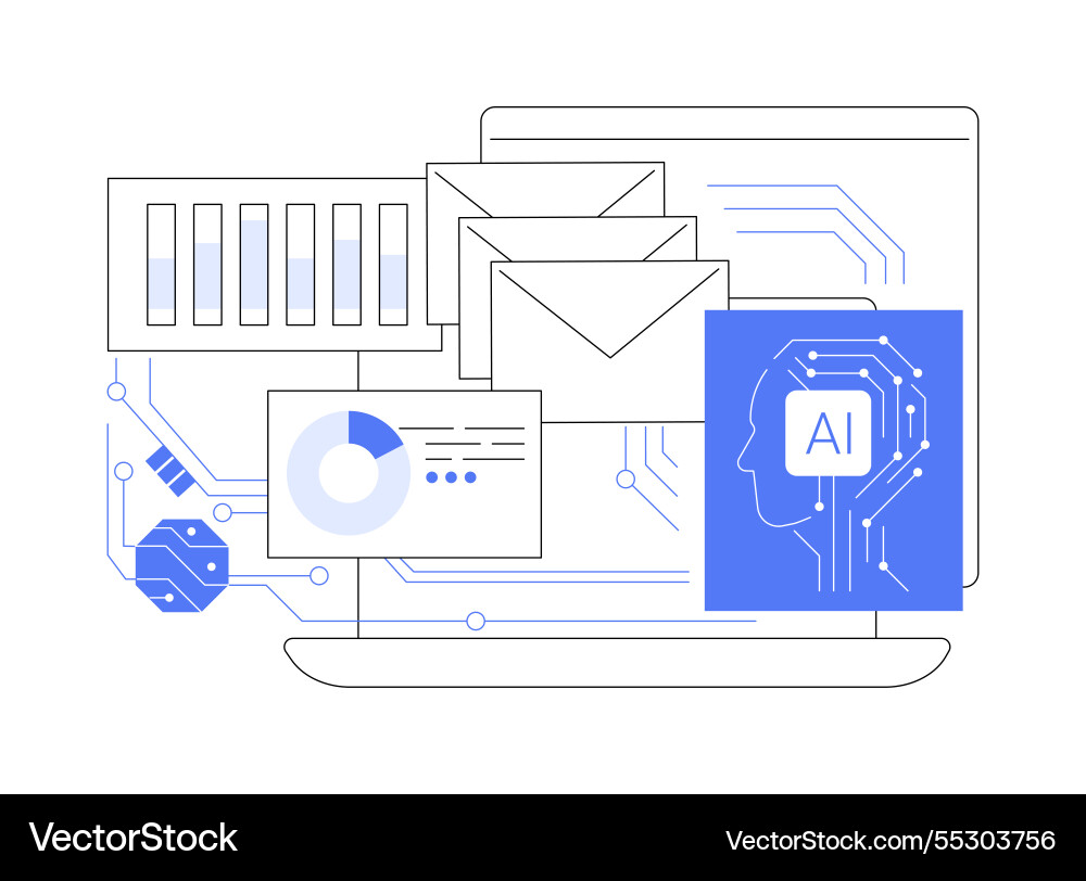 Ai-driven email campaign optimization abstract Ai-driven email campaign optimization abstract vector image