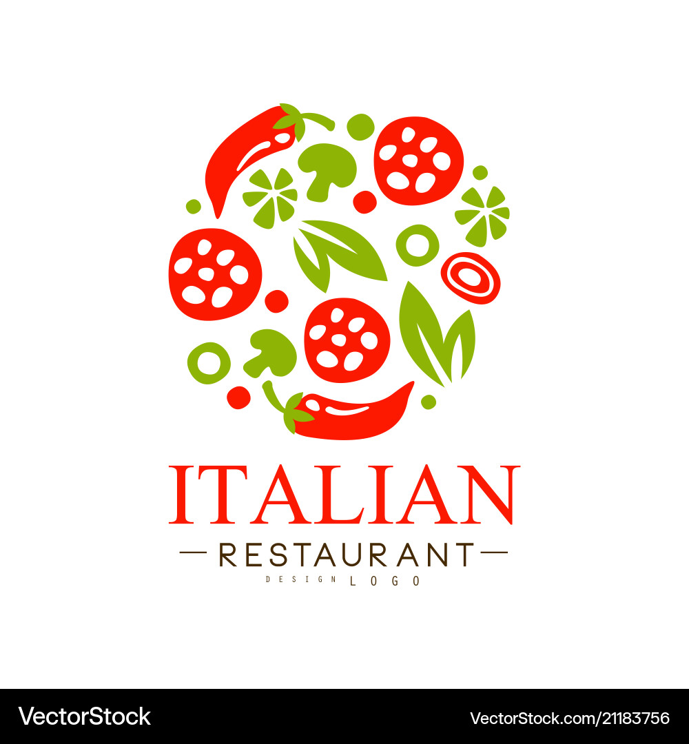 Authentic Italian Restaurant Logo Vector Image