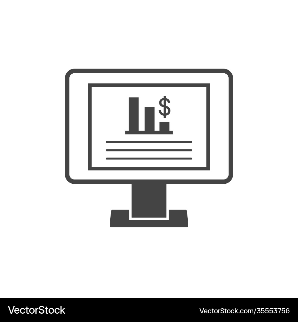 Dashboard-Symbol auf Monitor Cartoon Stil weiß Vektorbild