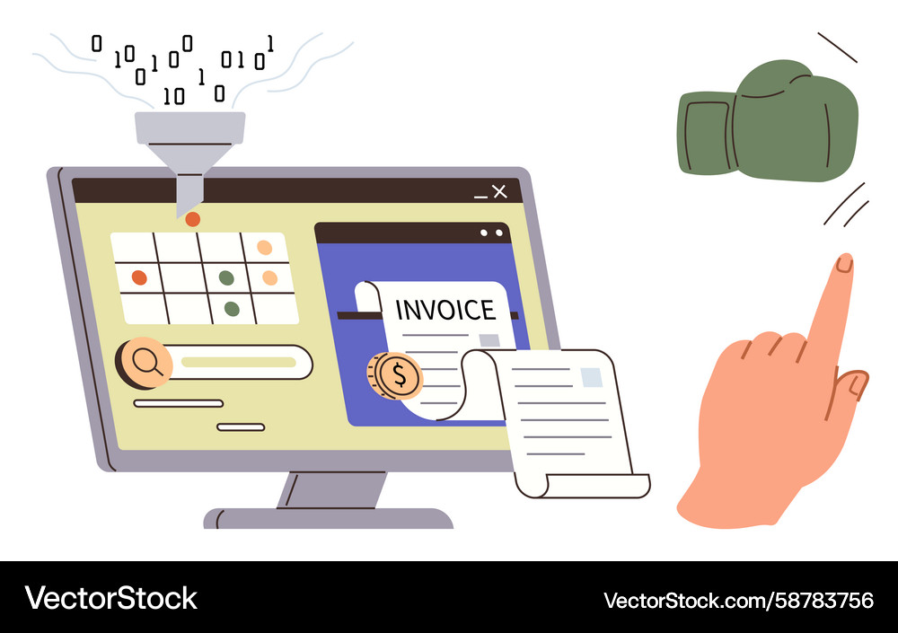 Digital invoice management with data processing Vector Image