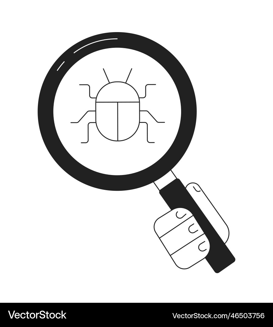 Finding bugs in code black and white concept spot Finding bugs in code black and white concept spot vector image