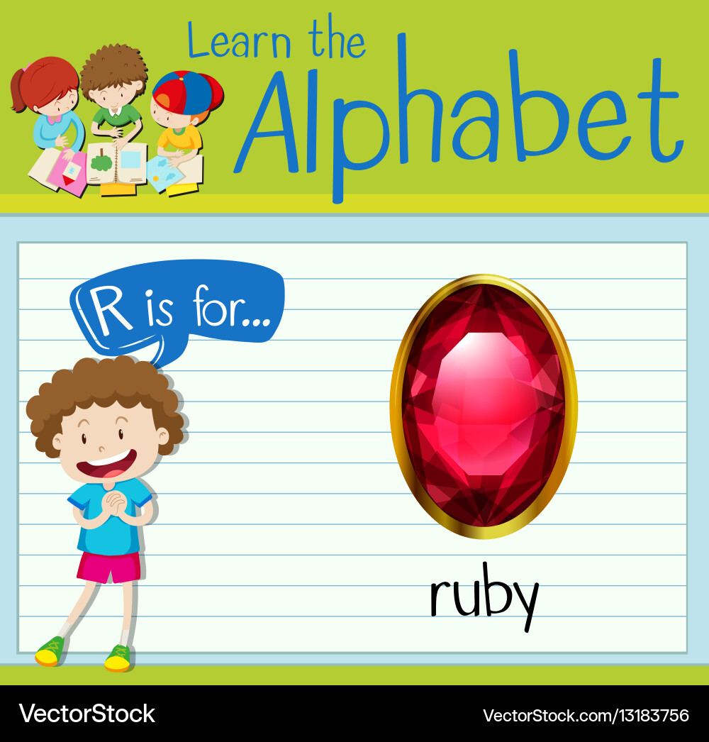 Flashcard letter r is for ruby vector image