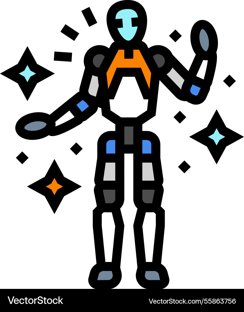 Friendly robot waving social robotics color icon Vector Image