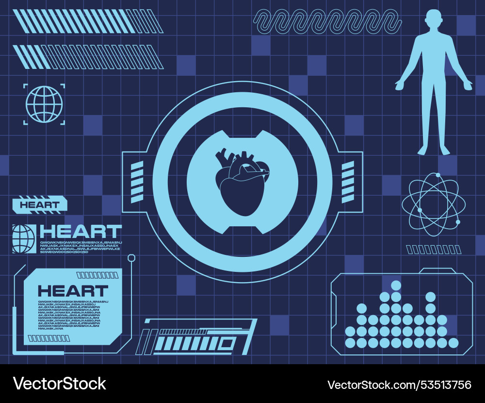 Heart futuristic scan machine interface digital Heart futuristic scan machine interface digital vector image