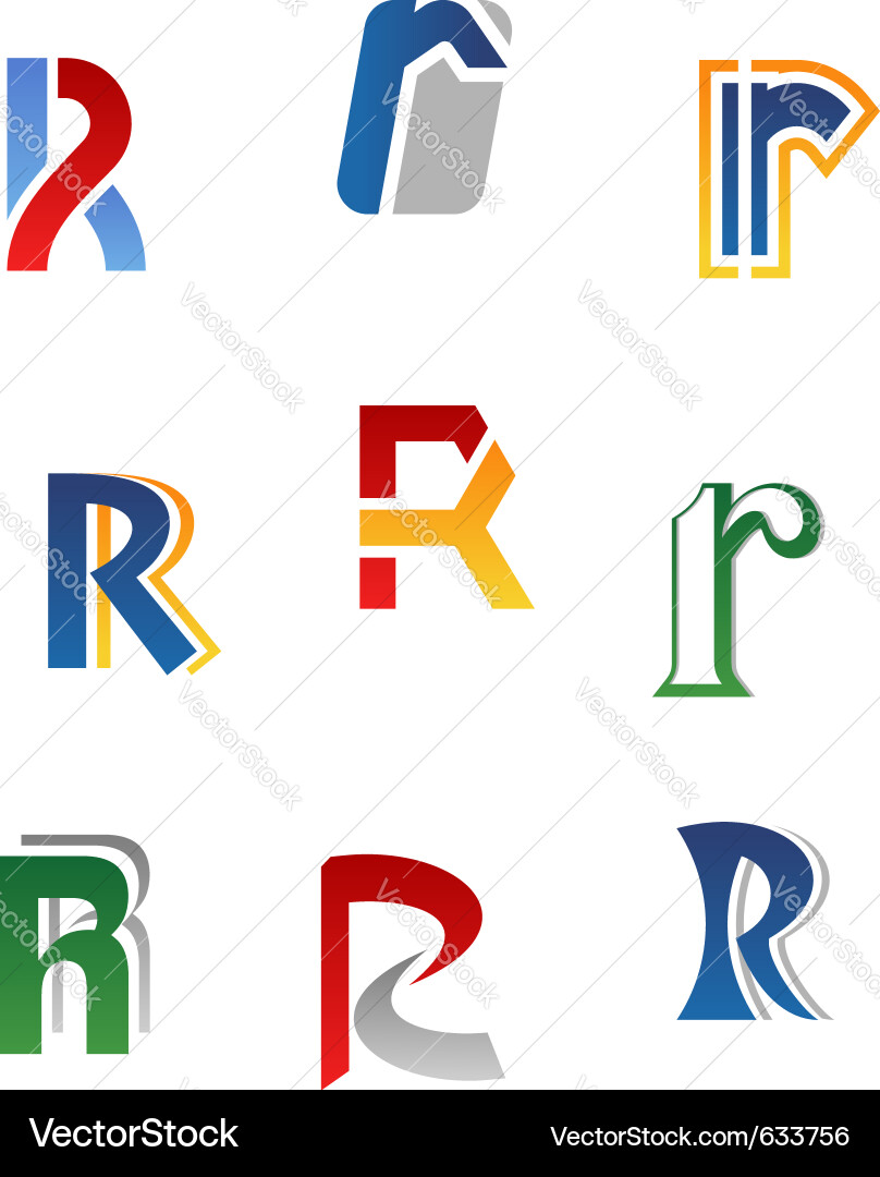 Letter R Symbol Collection vector image