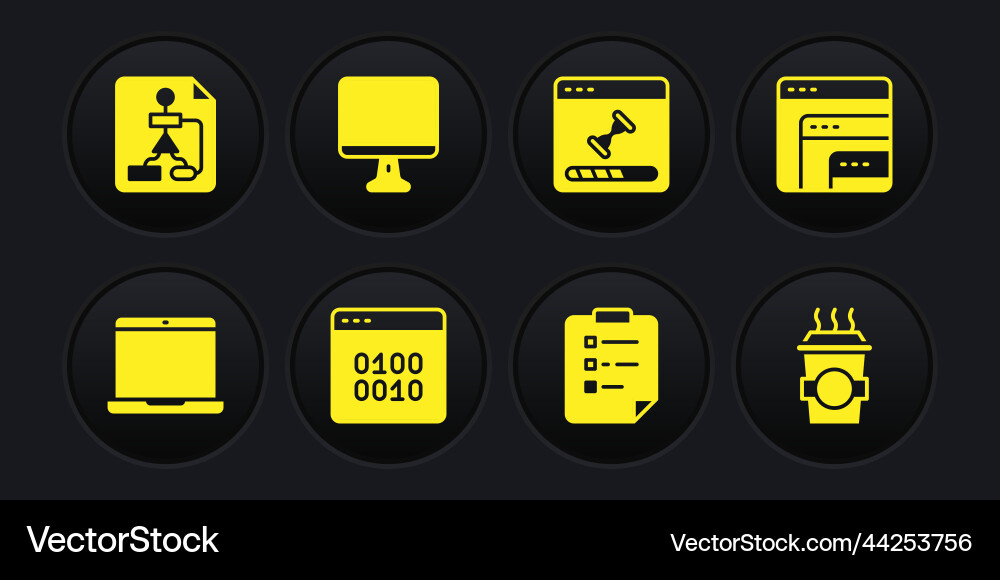 Set laptop software binary code clipboard Set laptop software binary code clipboard vector image