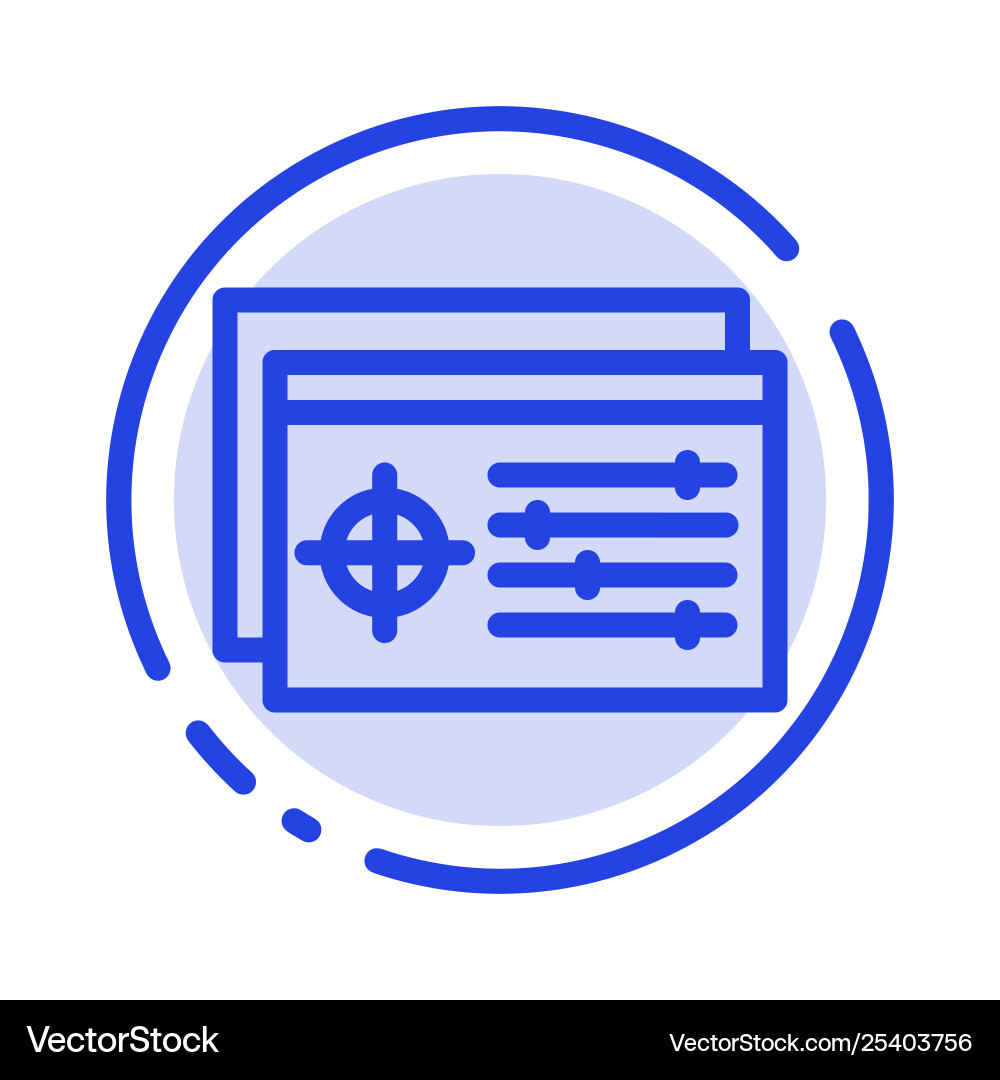 Setting controller target object blue dotted line Setting controller target object blue dotted line vector image