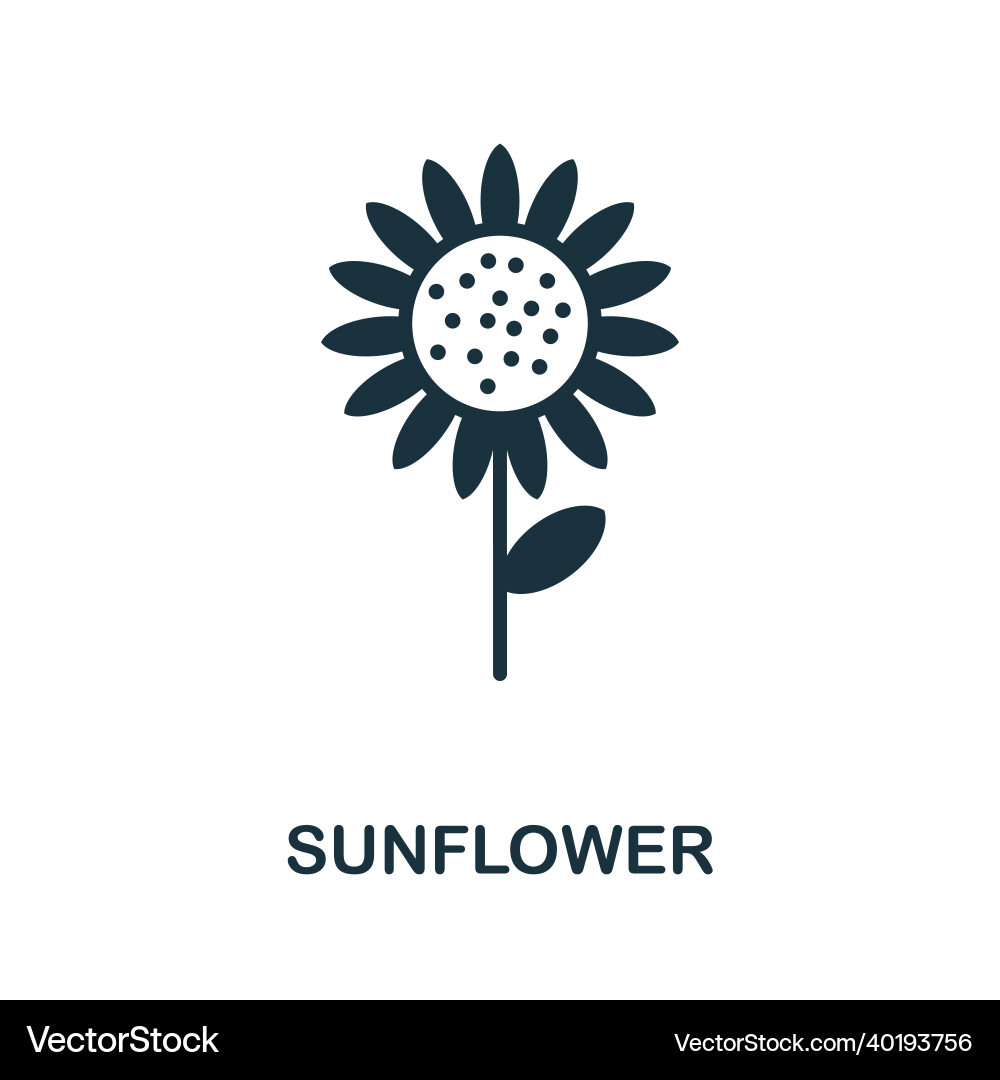 Sunflower icon monochrome sign from farming Sunflower icon monochrome sign from farming vector image