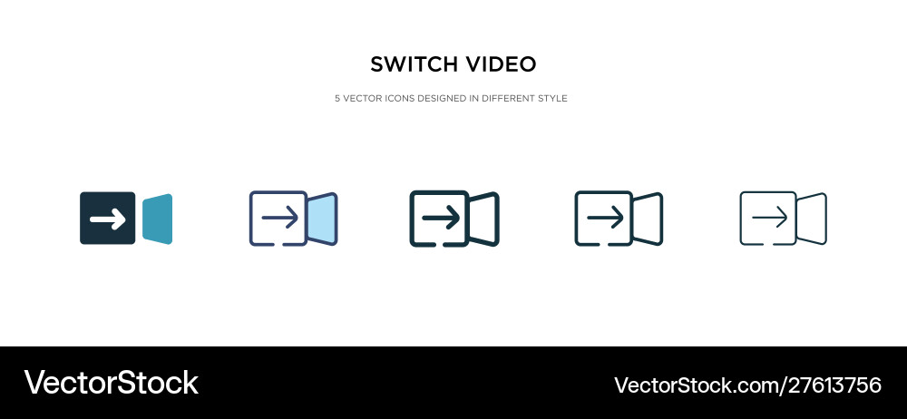 Switch video icon in different style two colored vector image