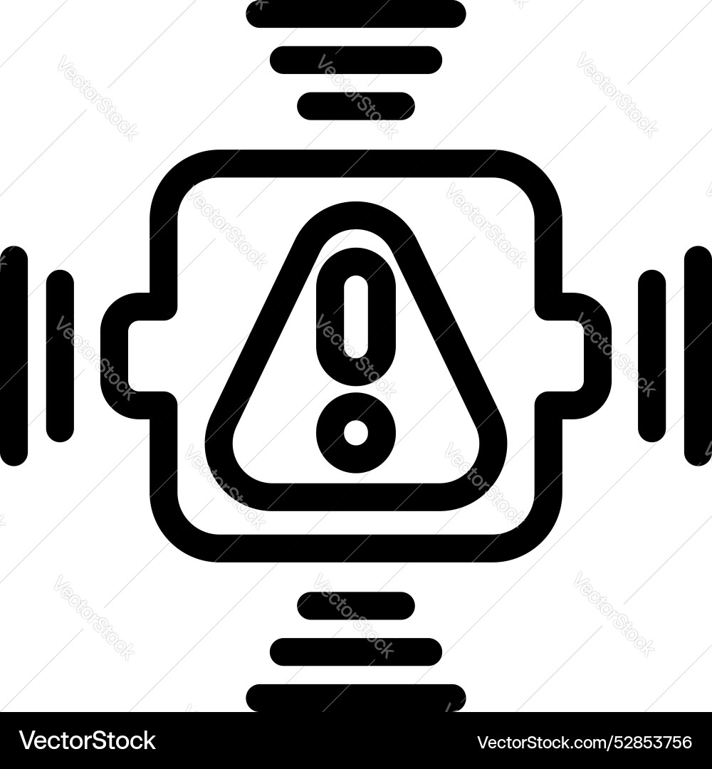System integration showing warning sign with data vector image