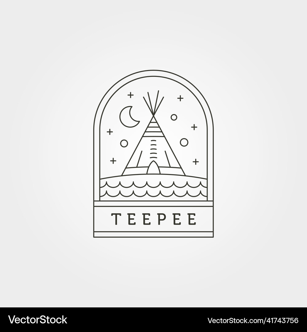 Teepee tent camp night logo symbol design line Teepee tent camp night logo symbol design line vector image