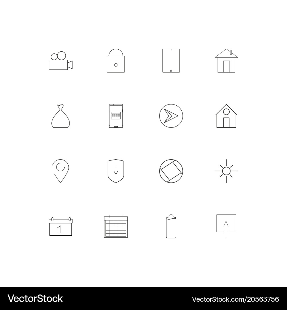 User interface simple linear icons set outlined vector image