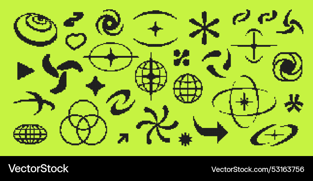 Y2k pixel style asset 8 bit abstract Y2k pixel style asset 8 bit abstract Vector Image