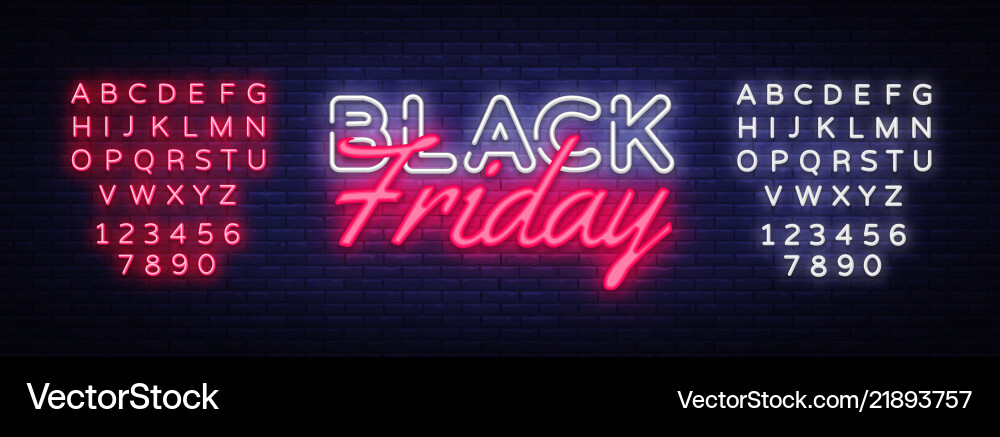 Black friday sale neon text design template Black friday sale neon text design template vector image