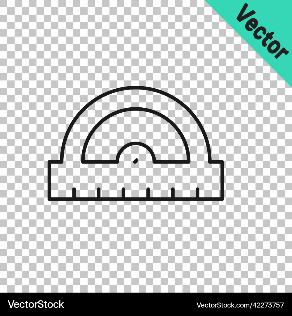 Black line protractor grid for measuring degrees vector image