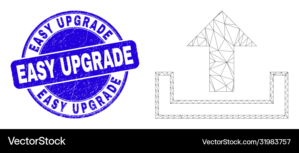 Blue grunge easy upgrade stamp and web mesh upload Blue grunge easy upgrade stamp and web mesh upload Vector Image