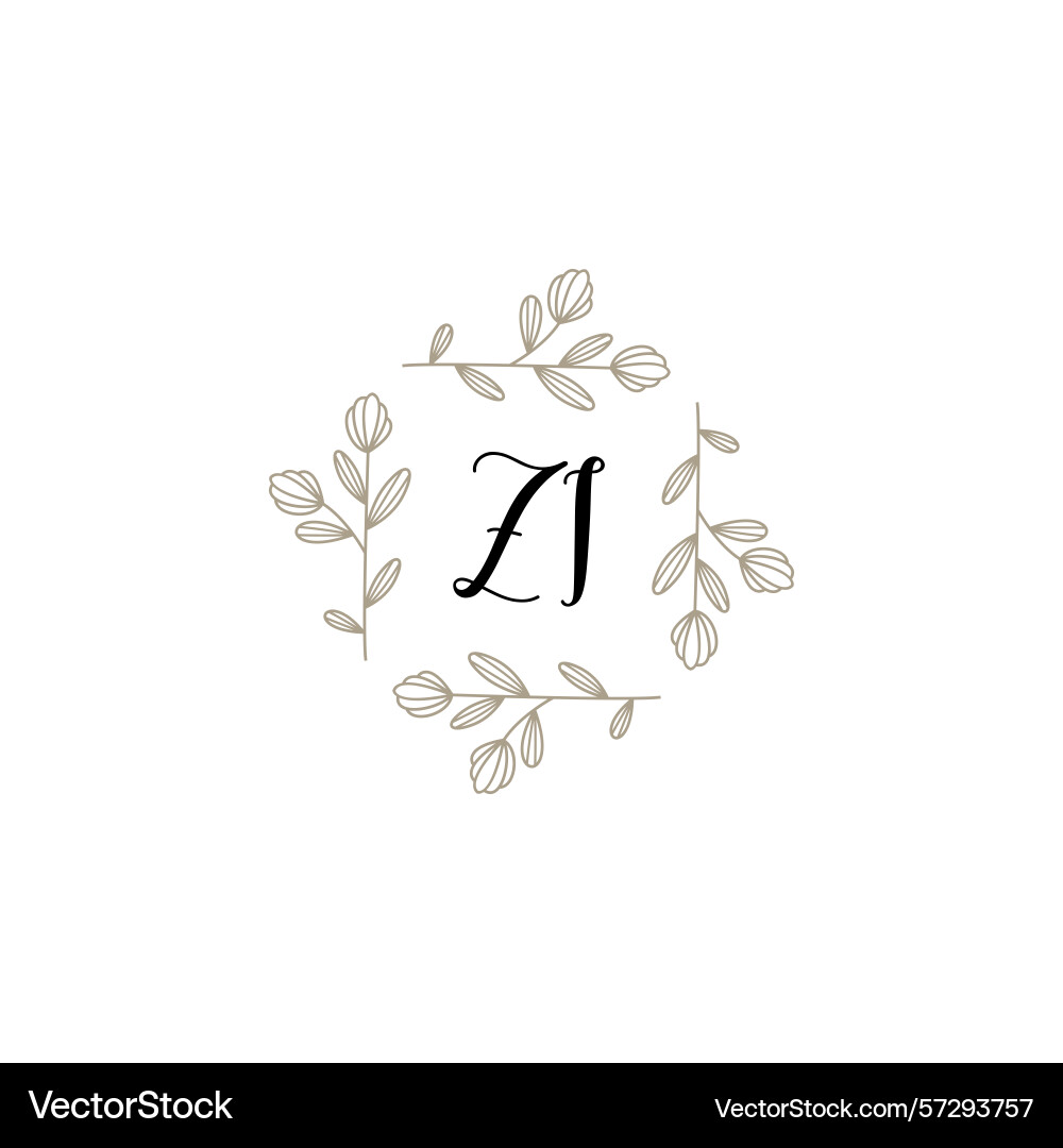 Botanical monogram logos with initial zi Botanical monogram logos with initial zi Vector Image