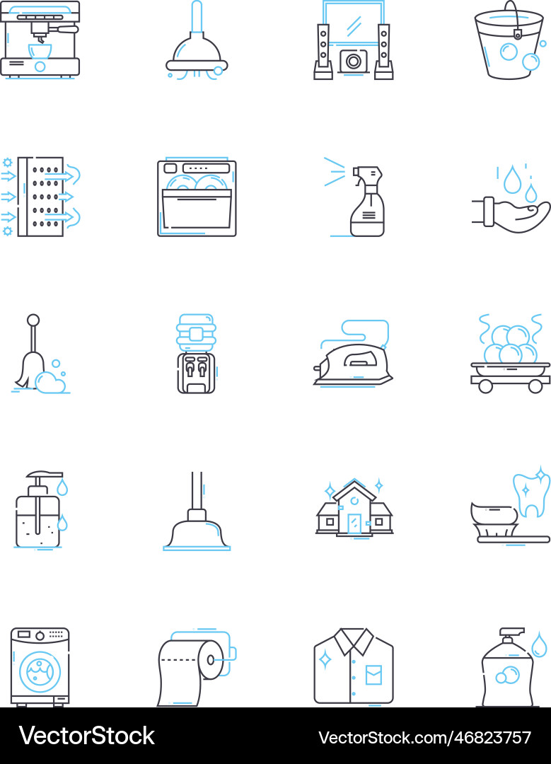 Cleaning services linear icons set sanitize Vector Image