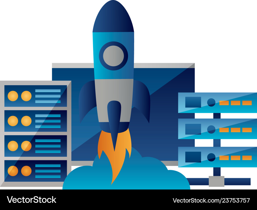 Computer database center cpu startup vector image