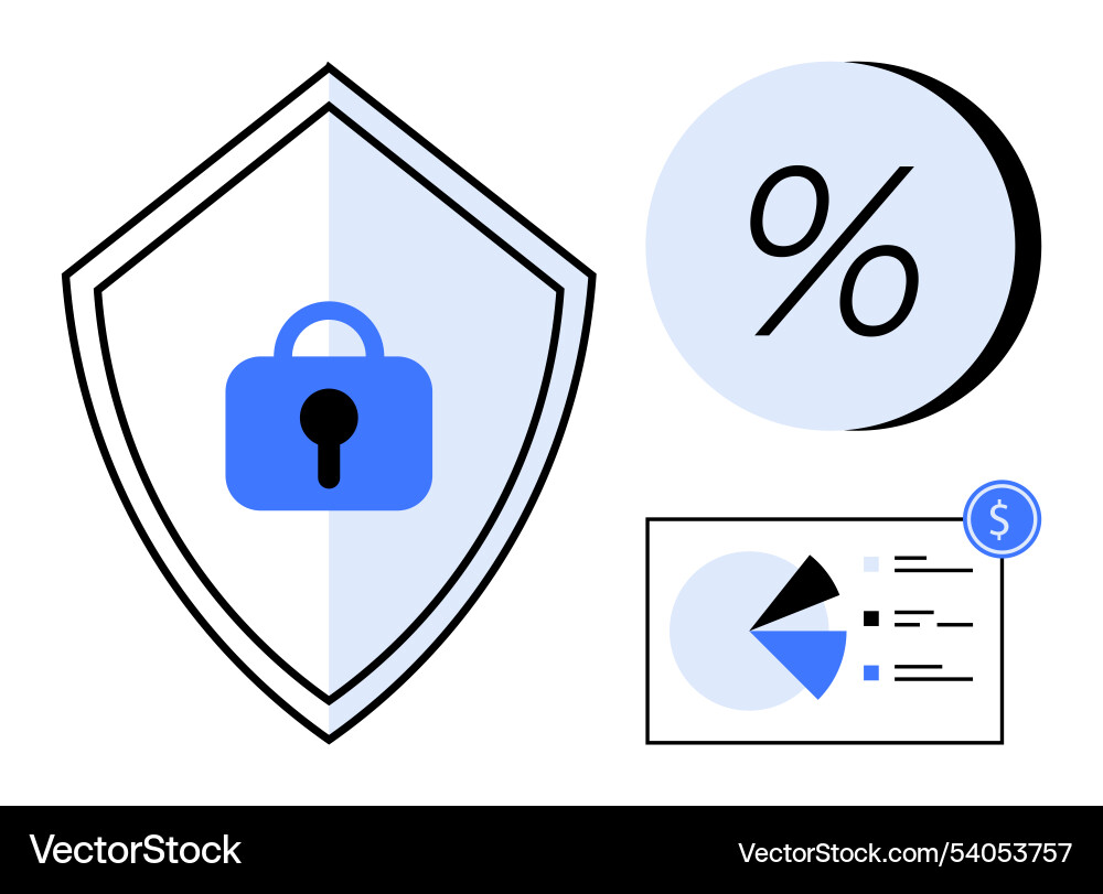 Data security and financial analysis with shield Data security and financial analysis with shield vector image