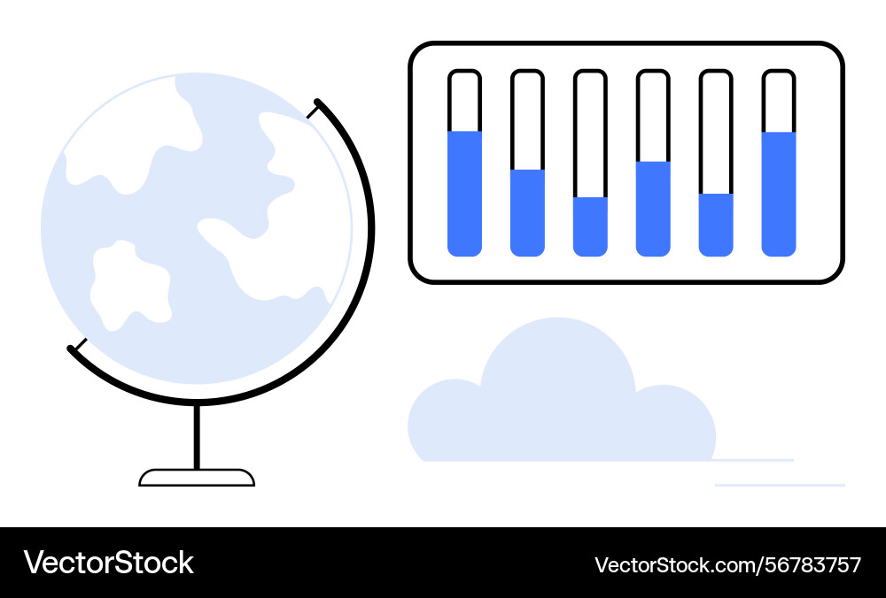 Data visualization of global statistics with globe Data visualization of global statistics with globe vector image