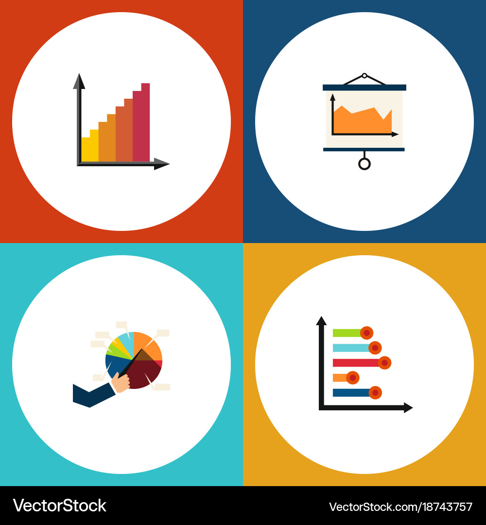 Flat icon chart set of monitoring infographic vector image