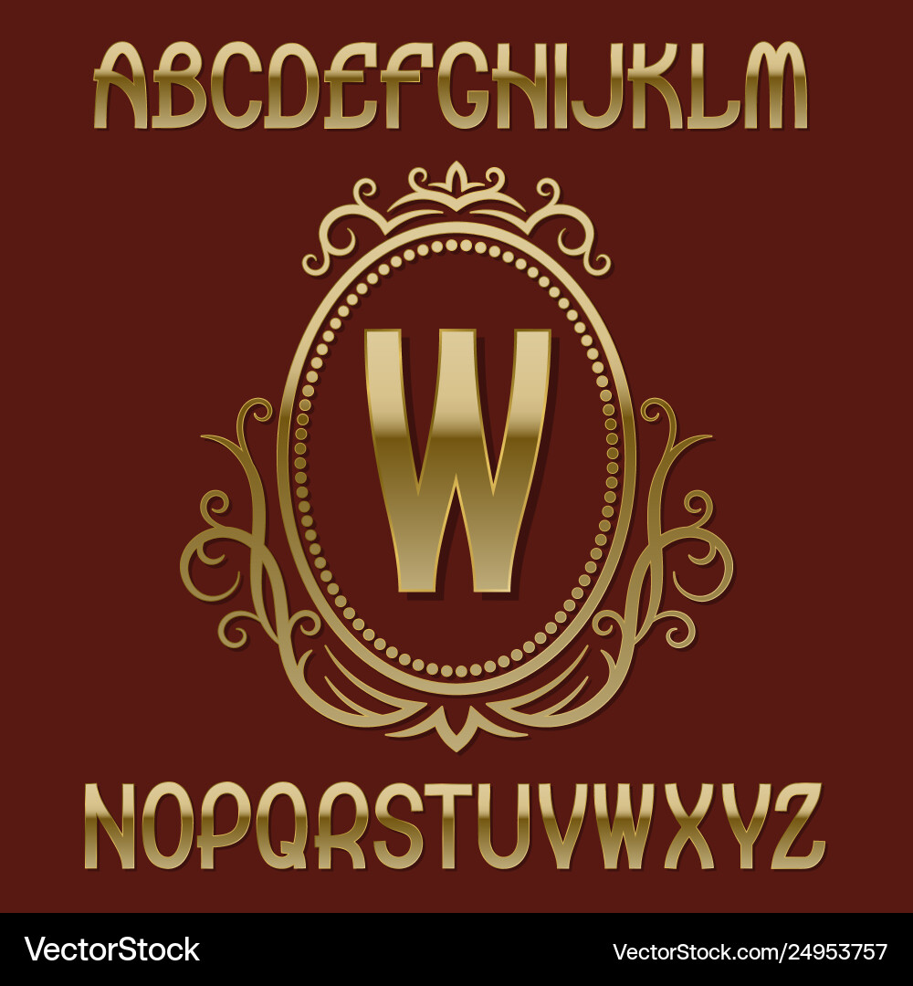 Golden initial monogram template on elliptic Vector Image