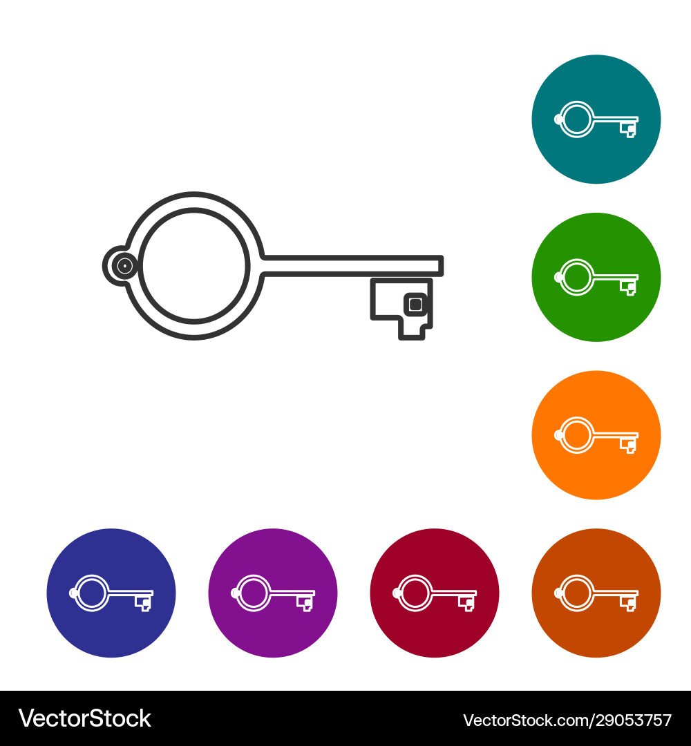 Grey line ancient key for game icon isolated Grey line ancient key for game icon isolated vector image