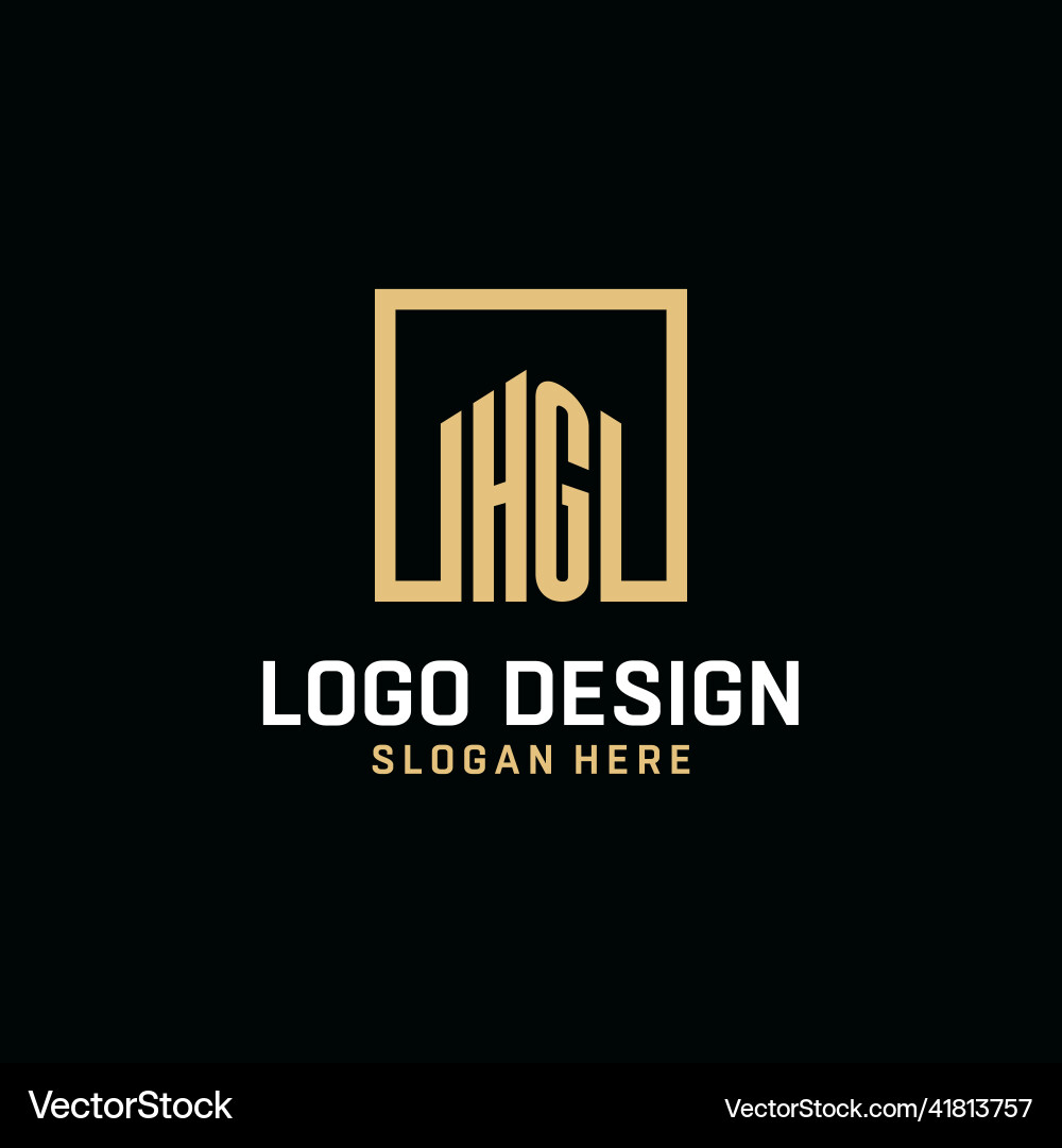 Hg initial monogram logo design with square shape Hg initial monogram logo design with square shape Vector Image