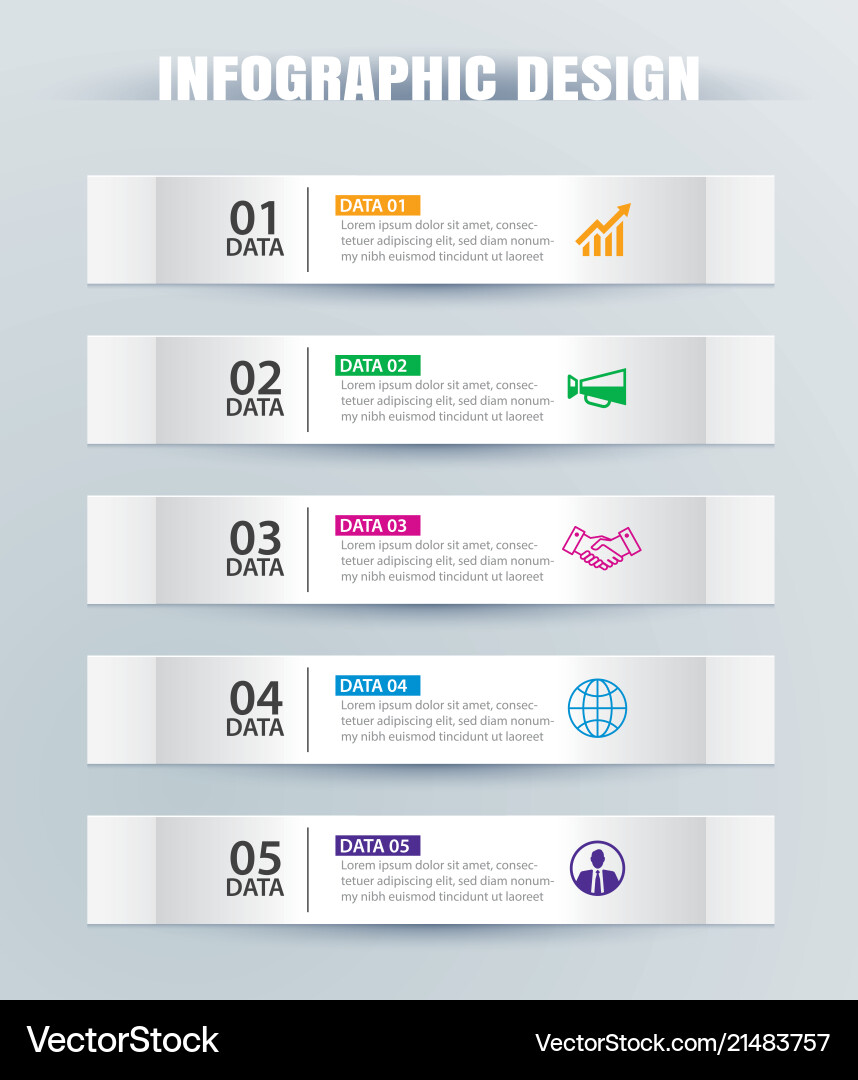 Horizontal Paper Index Tabs - 5 Vector Image