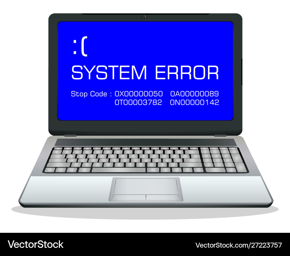 Laptop with Error Screen - Technology Issue vector image