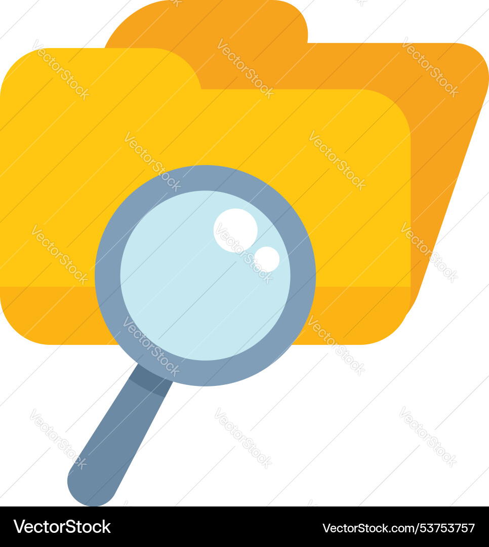 Magnifying glass exploring open folder searching Magnifying glass exploring open folder searching Vector Image