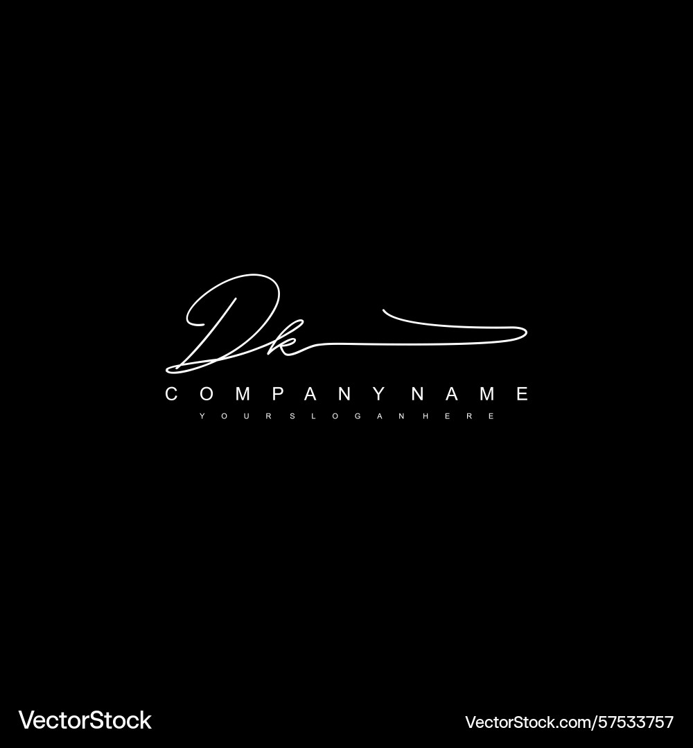 Minimal signature logo design with dk initials Minimal signature logo design with dk initials Vector Image