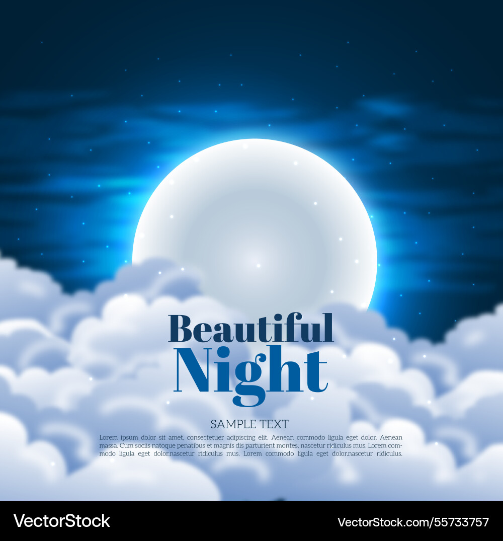 Moon background between clouds Royalty Free Vector Image