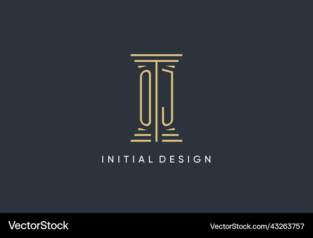 Oj initial monogram with pillar shape logo design Vector Image