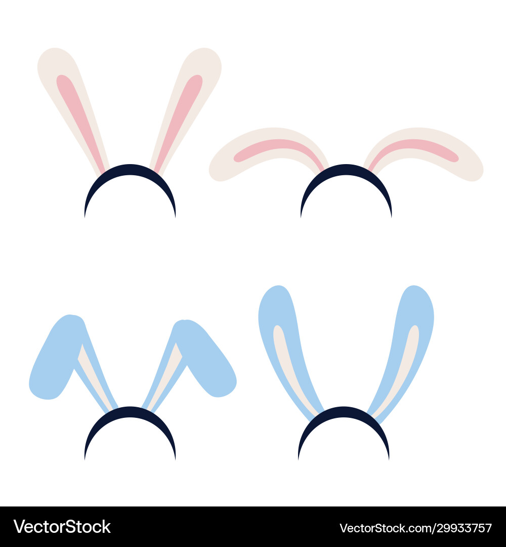 Rabbit ears easter masks collection blue Rabbit ears easter masks collection blue vector image