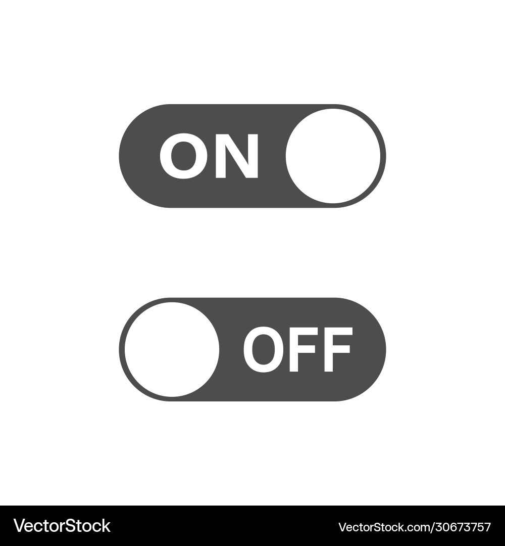 Switch on or off toggle to enable disable Switch on or off toggle to enable disable vector image