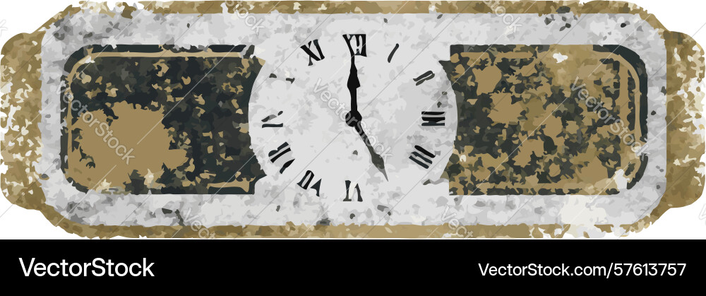 Weathered horizontal clock icon design generative vector image