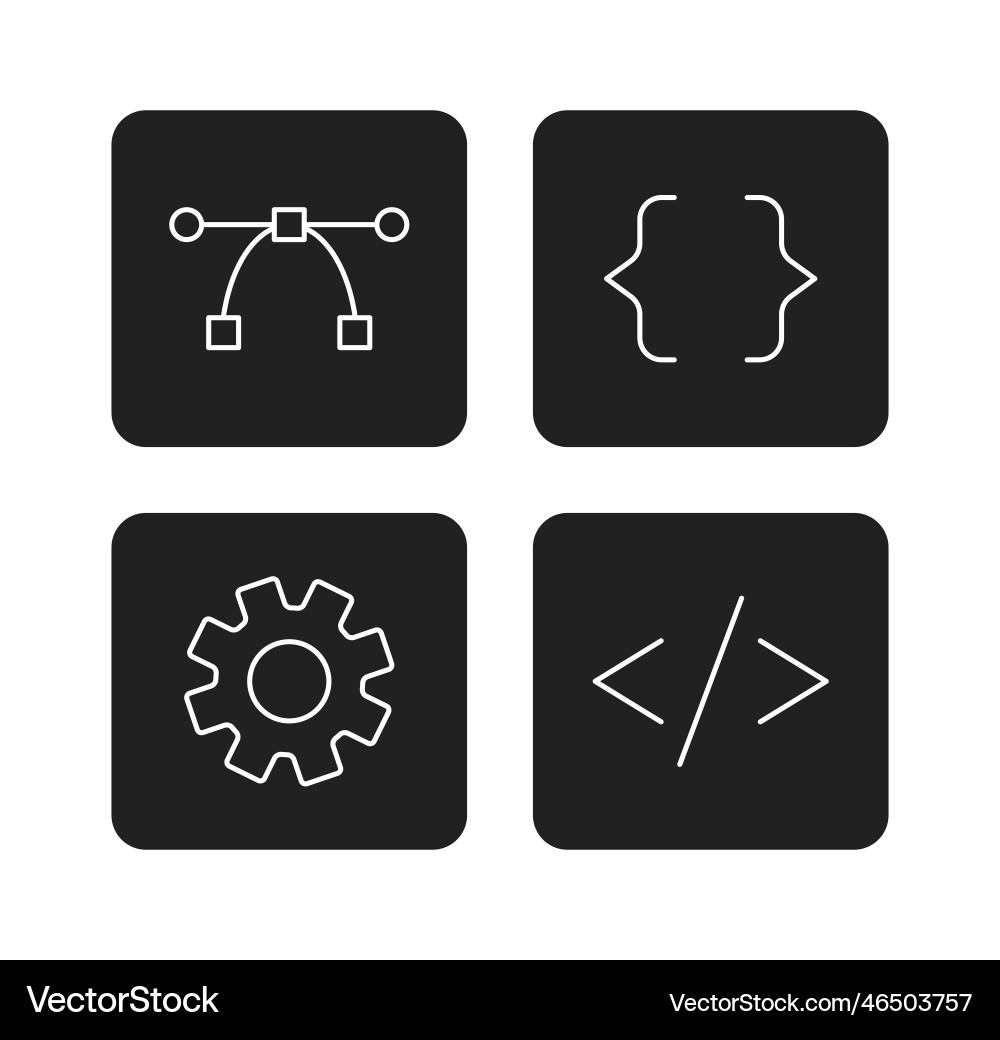 Website app development buttons monochrome flat Website app development buttons monochrome flat vector image