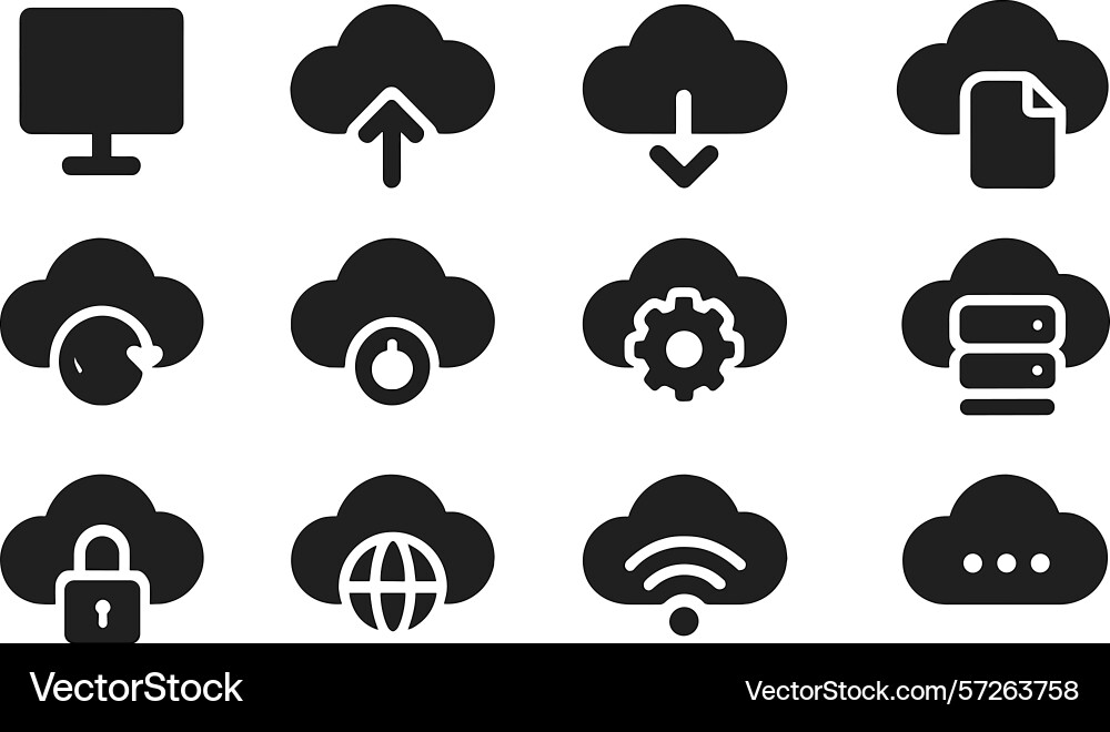 Collection of cloud computing icons Collection of cloud computing icons vector image
