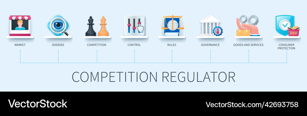 Competition regulator infographics in 3d style vector image