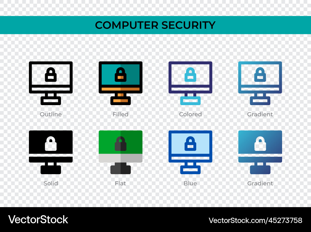Computer security icon in different style Computer security icon in different style vector image