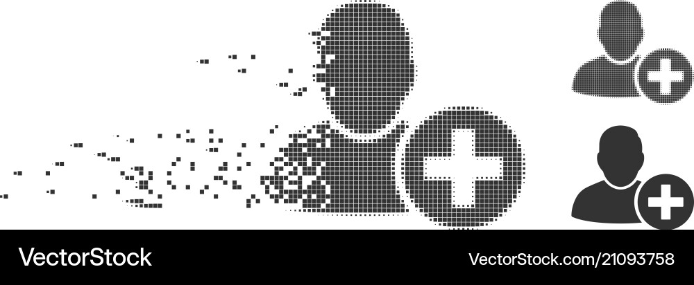 Dispersed pixel halftone add user icon Vector Image