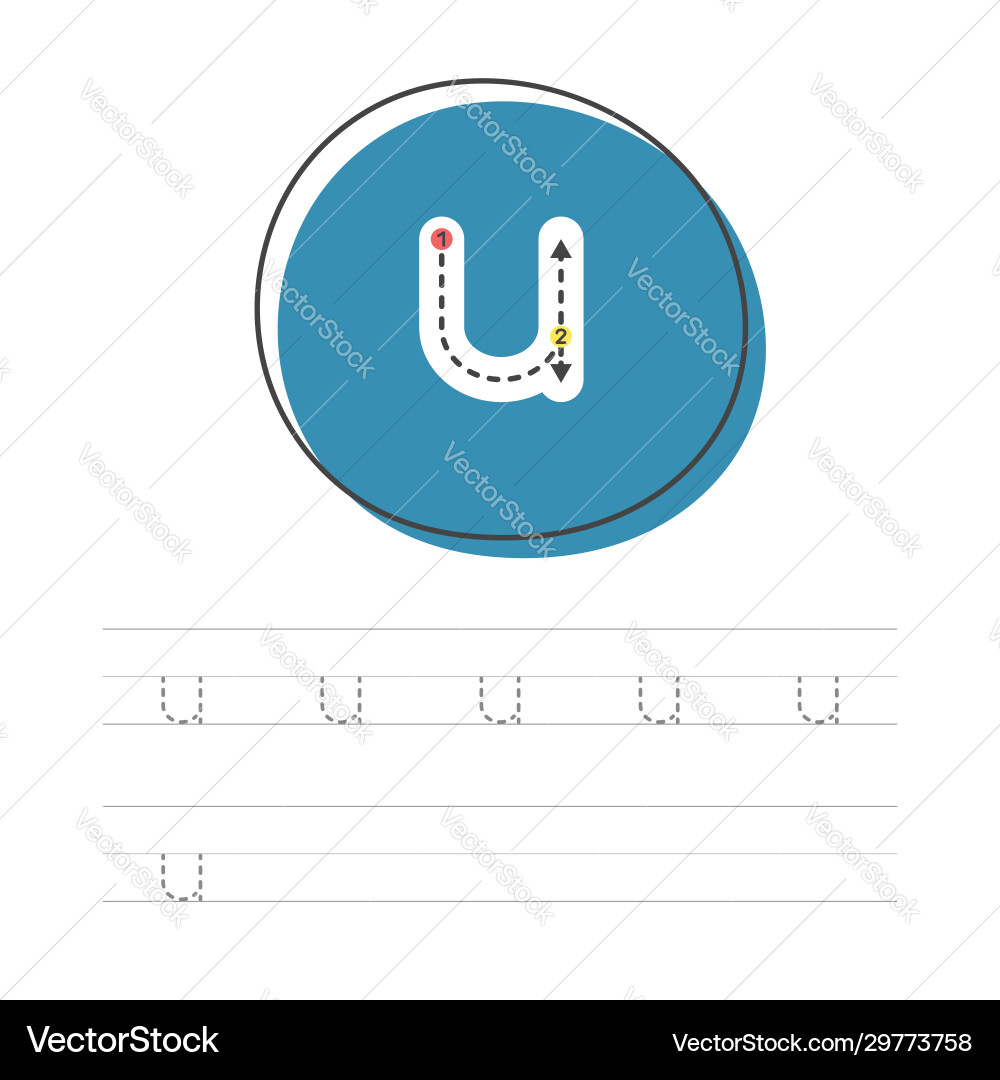 Learning to write u small Learning to write u small vector image